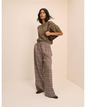 Nobody's Child Check Wide Leg Rue Trousers - Natural