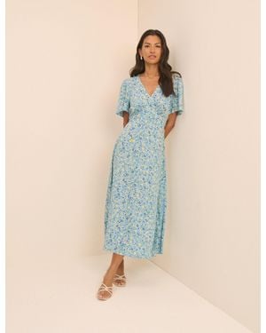 Nobody's Child Floral Atlas Midi Dress - Blue