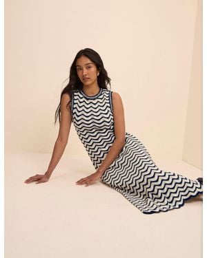 Nobody's Child And Cream Crochet Knitted Midi Dress - Natural