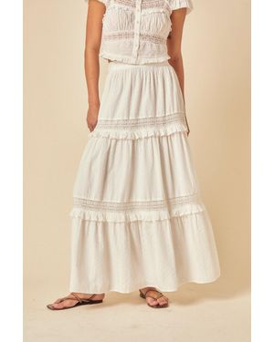 Nobody's Child Tiered Lace Detail Skirt - Natural