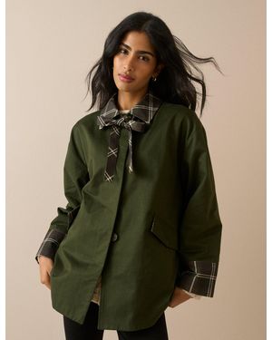 Nobody's Child Tartan Trim Country Jacket - Green