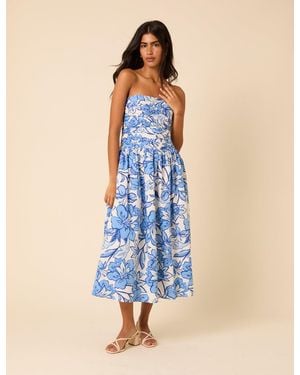 Nobody's Child Floral Bandeau Felicity Midi Dress - Blue