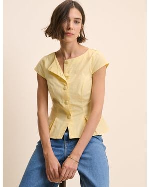 Nobody's Child Butter Tailored Pleated Blouse - Yellow