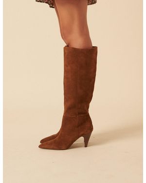 Nobody's Child Suede Knee High Heeled Boots - Natural