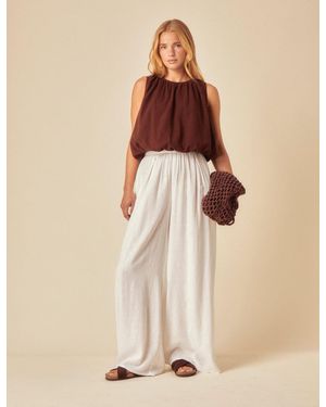 Nobody's Child Linen-Blend Bubble Hem Top - Natural