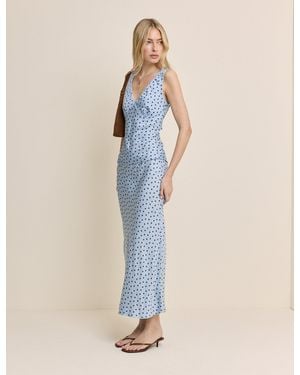 Nobody's Child And Polka Dot Satin Midi Skirt - Blue