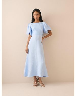 Nobody's Child Baby Puff Sleeve Zola Midi Dress - Blue