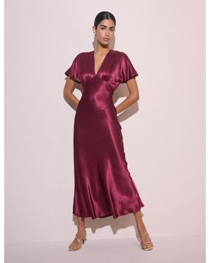 Nobody's Child V-Neck Satin Grace Midi Dress - Pink