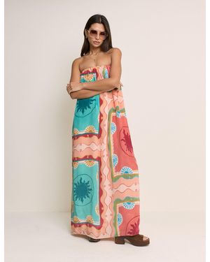 Nobody's Child Print Bandeau Myla Maxi Dress - White