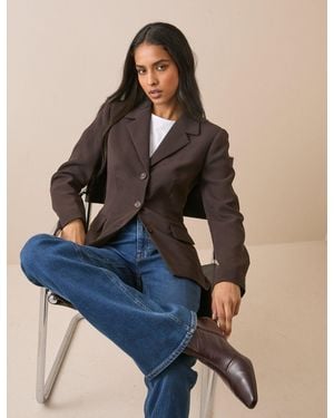 Nobody's Child Single Breasted Cinched Blazer - Blue