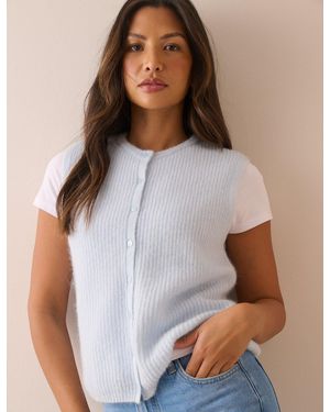 Nobody's Child Light Ribbed Knit Vest - Blue