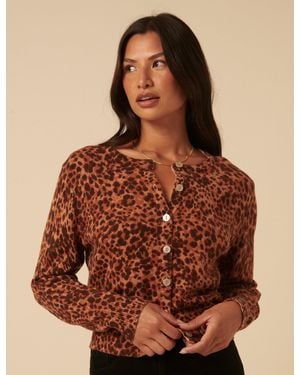 Nobody's Child Leopard Print Cardigan - Brown