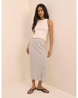 Nobody's Child And Stripe Mila Midi Slip Skirt - Natural