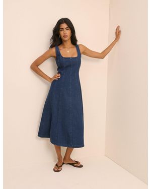 Nobody's Child Dark Wash Denim Rowe Midi Dress - Blue