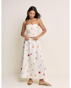 Nobody's Child Floral Poplin Midi Skirt - Pink