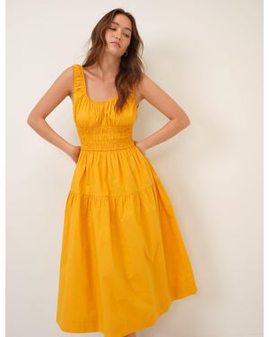 Nobody's Child Shirred Scoop Neck Juliette Midi Dress - Orange
