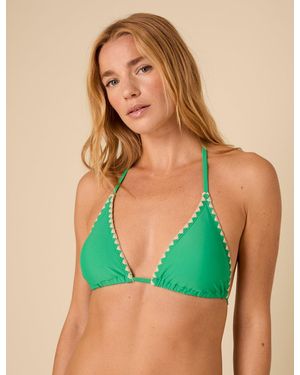 Nobody's Child Whipstitch Triangle Bikini Top - Green