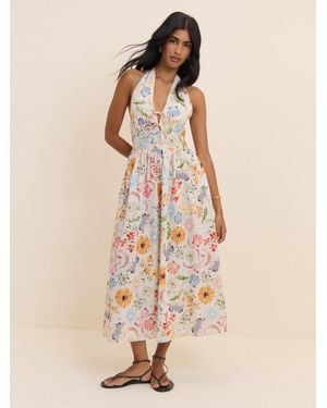 Nobody's Child Floral Halterneck Lilijana Midi Dress - Natural