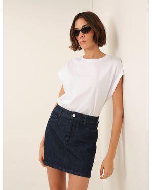 Nobody's Child Dark Denim Mini Skirt - White