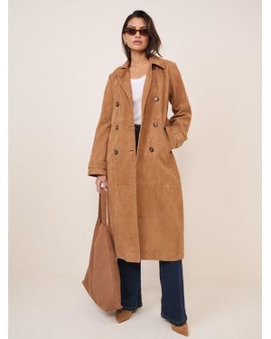Nobody's Child Suede Trench Coat - Natural