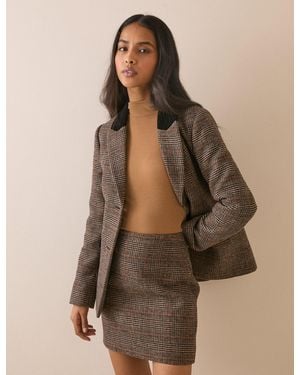 Nobody's Child Heritage Check Pelmet Mini Skirt - Brown