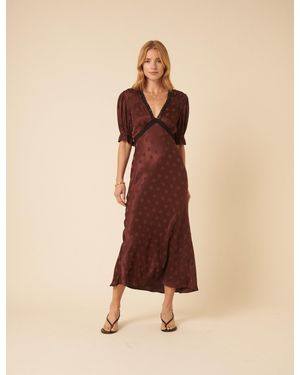 Nobody's Child Polka Dot Jacquard Angela Midi Dress - Natural