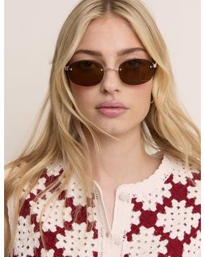 Nobody's Child Oval Flare Sunglasses - Brown