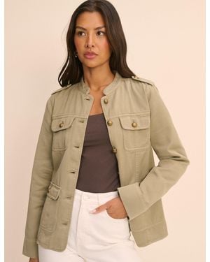 Nobody's Child Sage Denim Military Jacket - Natural