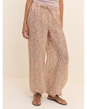 Nobody's Child Floral Balloon Cuffed Trousers - Natural