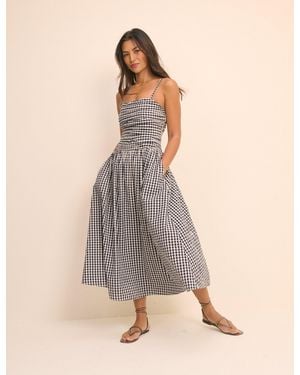 Nobody's Child Gingham Bandeau Alice Midi Dress - Grey