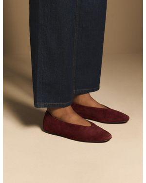 Nobody's Child Burgundy Suede High Vamp Ballet Flats - Blue