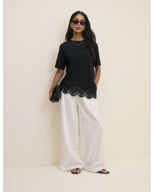 Nobody's Child Asymmetric Lace Hem Top - Black