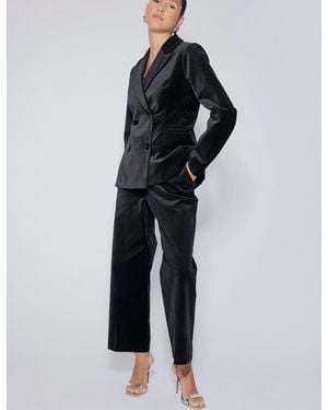 Nobody's Child High Waisted Velvet Trousers - Blue