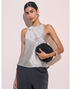 Nobody's Child Textured Satin Sleeveless Top - Metallic