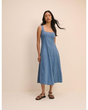 Nobody's Child Mid Wash Denim Rowe Midi Dress - Blue