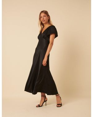 Nobody's Child Satin Lace Detail Sienna Midi Dress - Natural