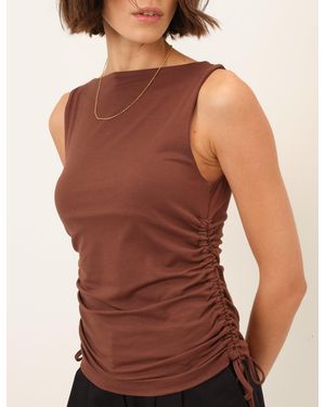 Nobody's Child Ruched Side Tie Top - Brown