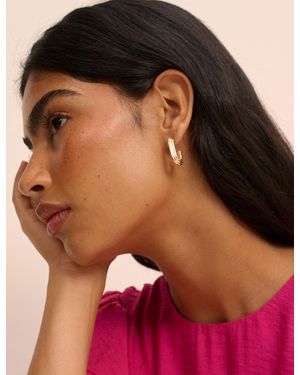 Nobody's Child Plated Elongated Hoop Earrings - Metallic