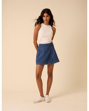 Nobody's Child Dark Denim Scallop Hem Mini Skirt - Blue