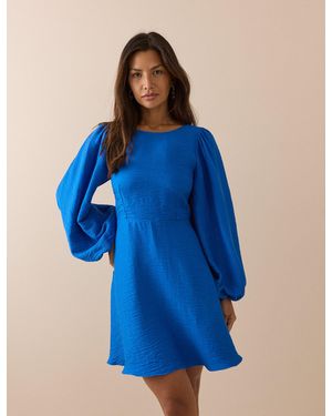 Nobody's Child Cobalt Puff Sleeve Zola Mini Dress - Blue