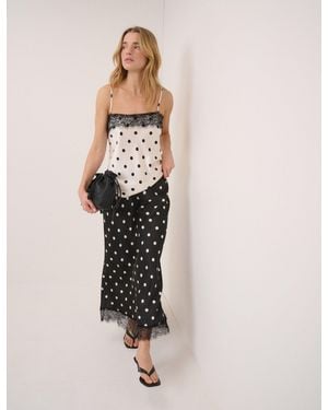 Nobody's Child Polka Dot Satin Mila Midi Skirt - Pink