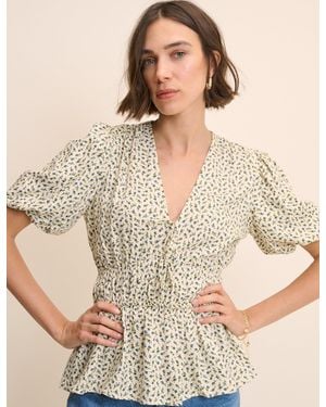 Nobody's Child Ditsy Floral V-Neck Blouse - Brown