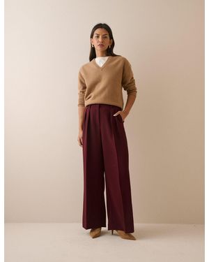 Nobody's Child Burgundy High Waisted Rue Wide Leg Trousers - Natural
