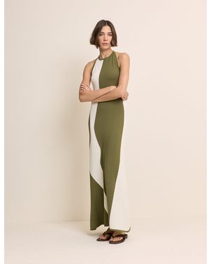 Nobody's Child Abstract Striped Halterneck Maxi Dress - Natural