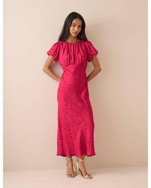 Nobody's Child Jacquard Floral Sicily Midi Dress - Pink