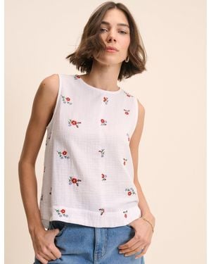 Nobody's Child Floral Embroidered Sleeveless Swing Top - Pink