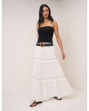 Nobody's Child Tiered Midi Skirt - Natural
