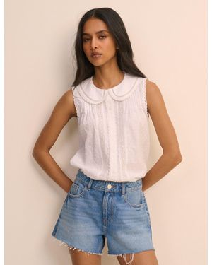 Nobody's Child Peter Pan Collar Sleeveless Blouse - Blue