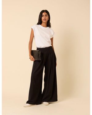 Nobody's Child Pleated Wide Leg Trousers - Natural