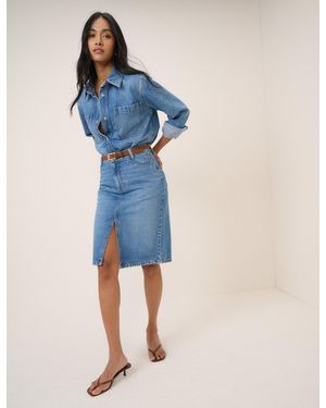 Nobody's Child Denim Midi Skirt - Blue